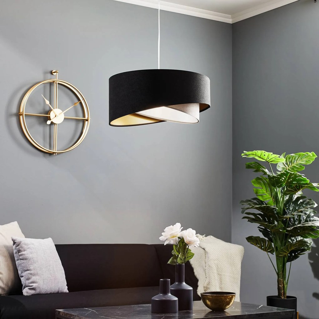 Maco Design Lampada a sospensione Vivien in velluto nero/grigio/argento/oro
