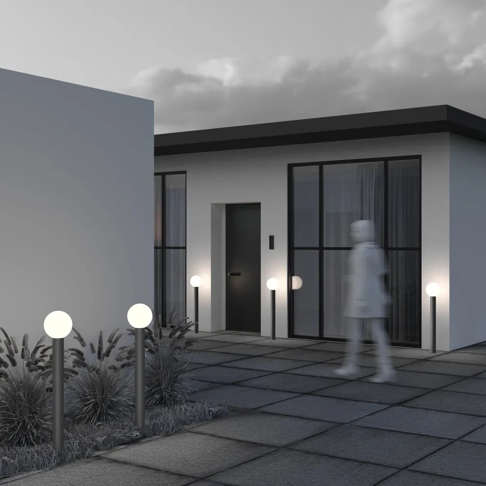 Lampione Per Esterno Moderno Alluminio Grigio 1 Luce E27 60W Ip54 A++