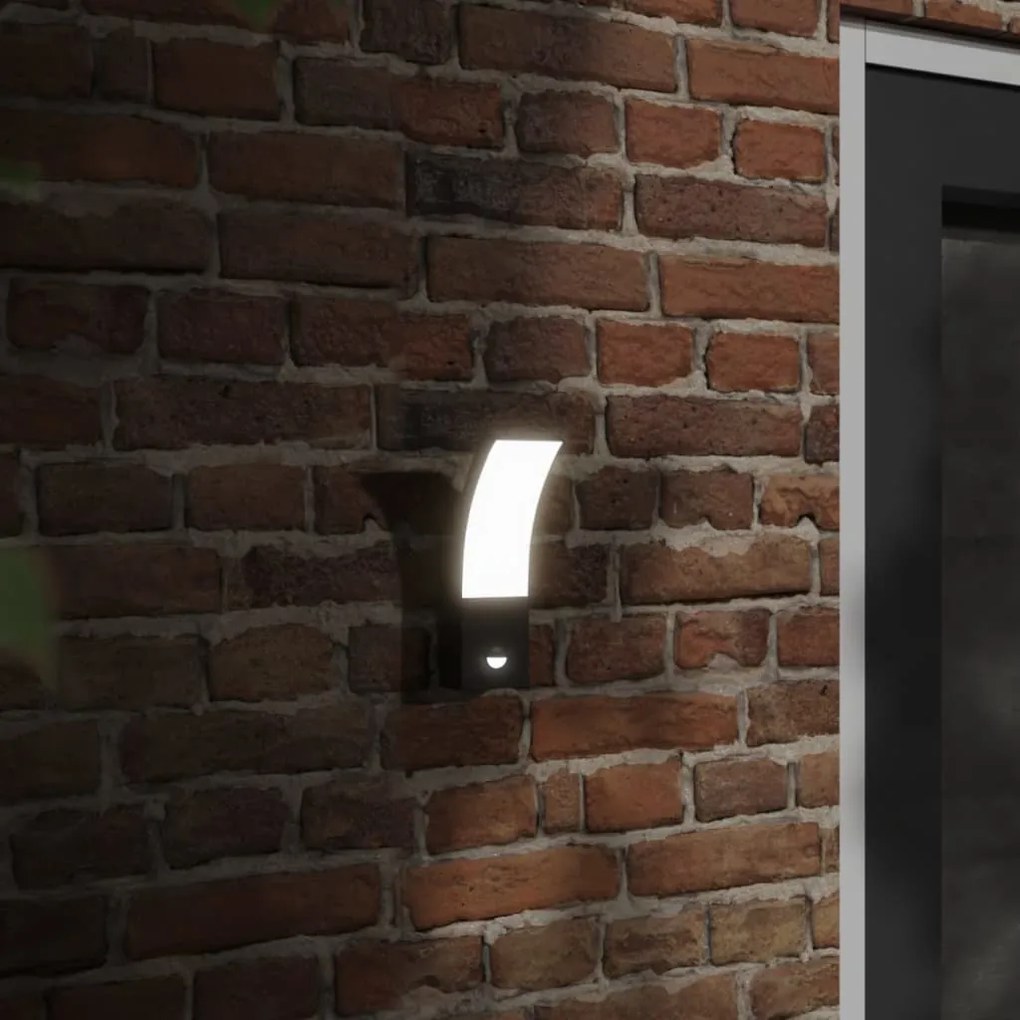 Applique Con Led E Sensore 2 Pz Nere İn Alluminio Pressofuso /