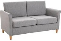 Easycomfort Divano Due Posti Linea Moderna e Compatta in Lino Grigio e Legno (70cmx141cmx78cm)