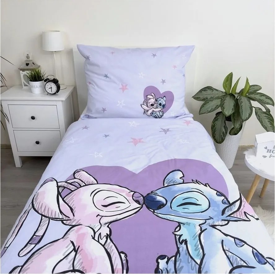 Biancheria da letto per bambini in cotone per letto singolo 140x200 cm Lilo and Stitch "Heart" – Jerry Fabrics