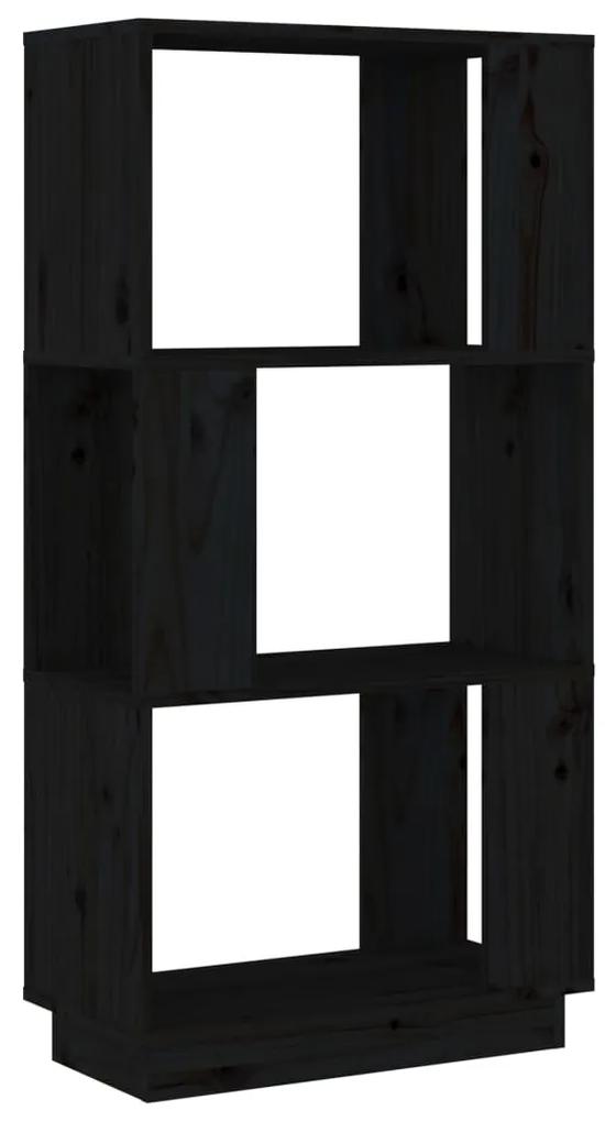 Libreria/divisorio nero 51x25x101 cm in legno massello di pino