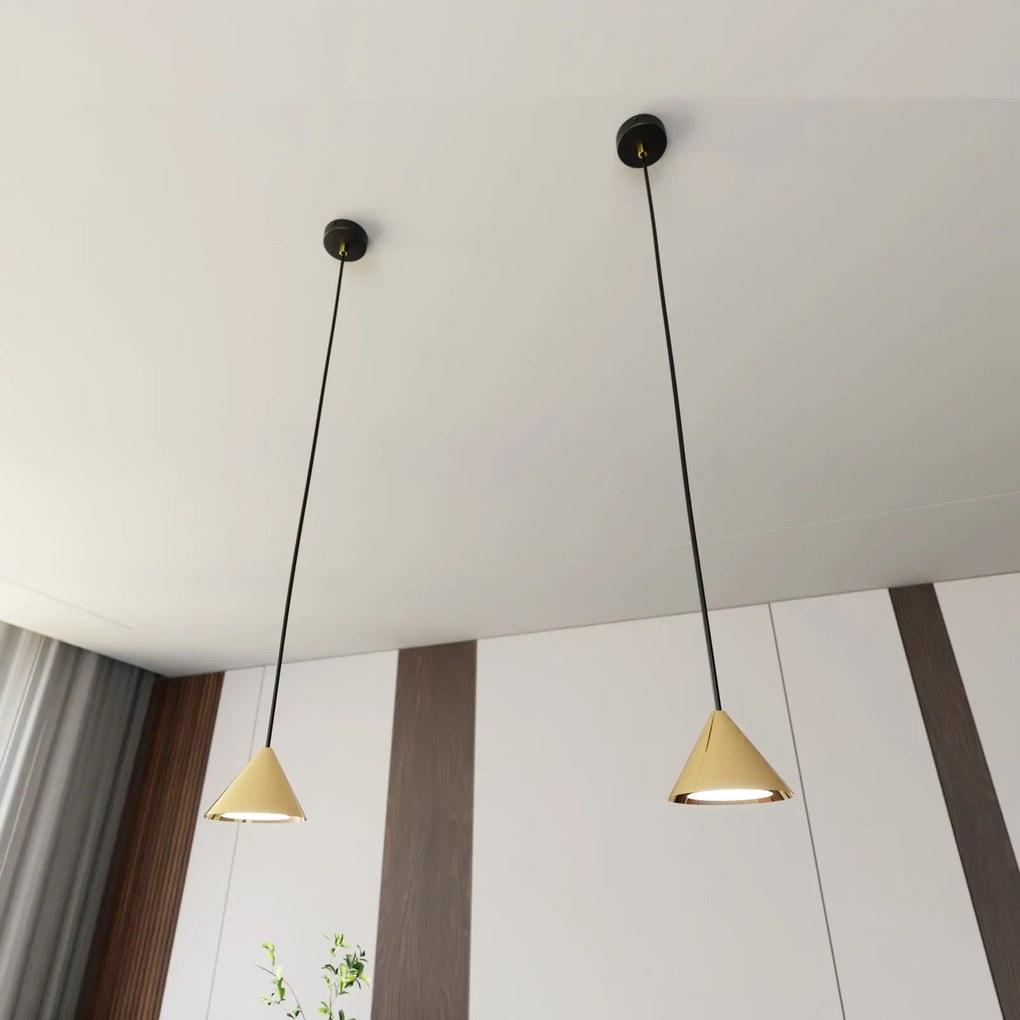 Sospensione Minimal Elit 1 Luce In Acciaio Oro