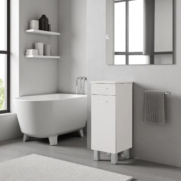 Mobile multiuso 35x34 con ante e cassetto GAIA Bianco Lucido