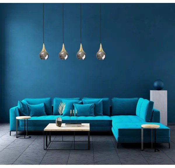 Lampadario a sospensione con filo LACRIMA SMOKY 4xE27/60W/230V