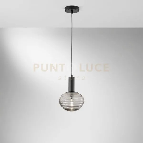 Lampadario a sospensione ripple nera 1 luce attacco e27 18x18x150cm...