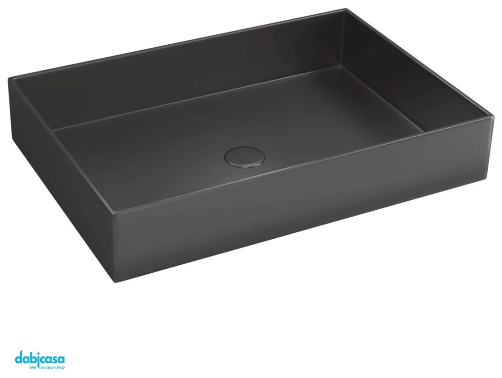 Lavabo D'Appoggio "Saturn" Da 55 Cm Finitura Gun Metal C/Piletta Click-Clack