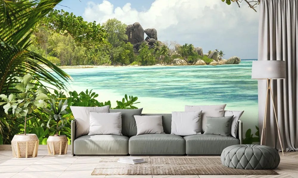 Carta da parati autoadesiva – Spiaggia meravigliosa sull'isola di La Digue