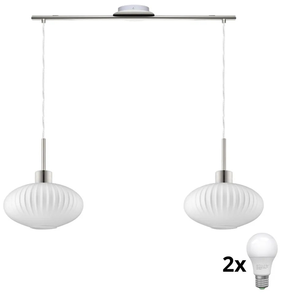 Lampadario LED a cavo HARMA 2xE27/60W/230V cromo opaco/bianco
