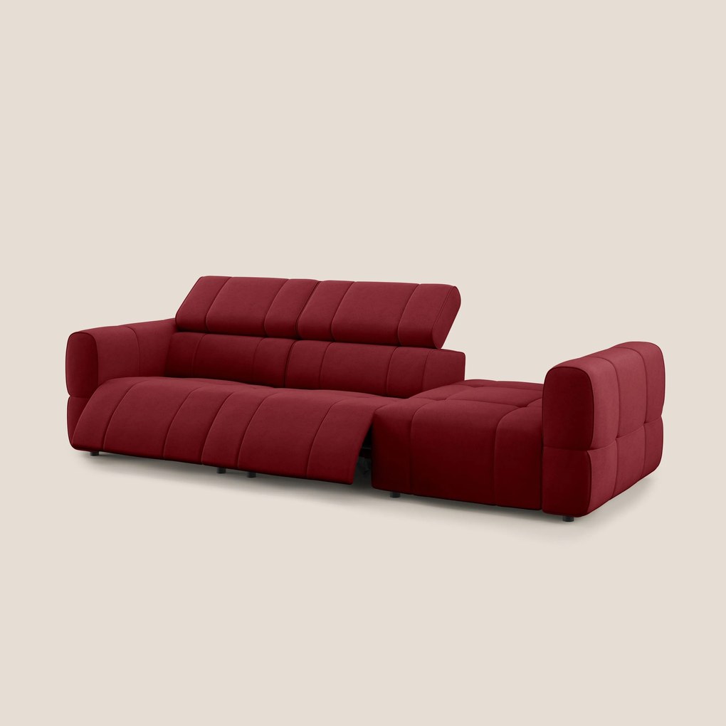 Giotto Divano con terminale e opzione relax elettrico in microfibra effetto velluto impermeabile T09