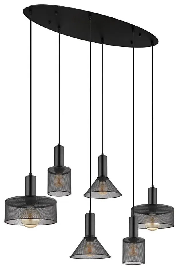 Globo 15648-6H - Lampadario a cavo JEDD 6xE27/60W/230V nero