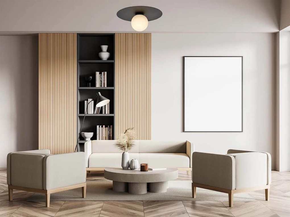 Lampada da soffitto Solar Nera con sfera satinata E14