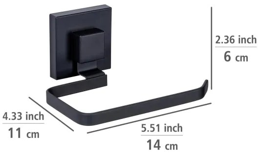 WENKO 71447800 - Porta rotolo per carta igienica VACUUM-LOC QUADRO ED 14x11 cm nero