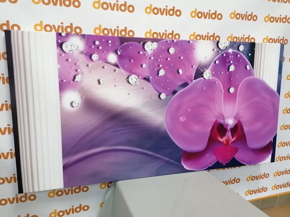 Quadro su tela – Orchidea presso colonne greche