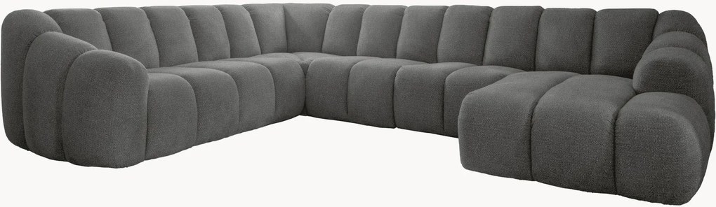 Divano angolare panoramico 8 posti in ciniglia Shell