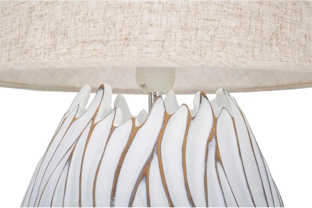 Lampada da tavolo beige con paralume in tessuto (altezza totale 48 cm) Honduras – Mauro Ferretti