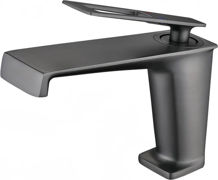 Rubinetto per lavabo ELITE EDITION BBS1257 in ottone con bocca a cascata, disponibile in più finiture — Grigio gunmetal — Bassa