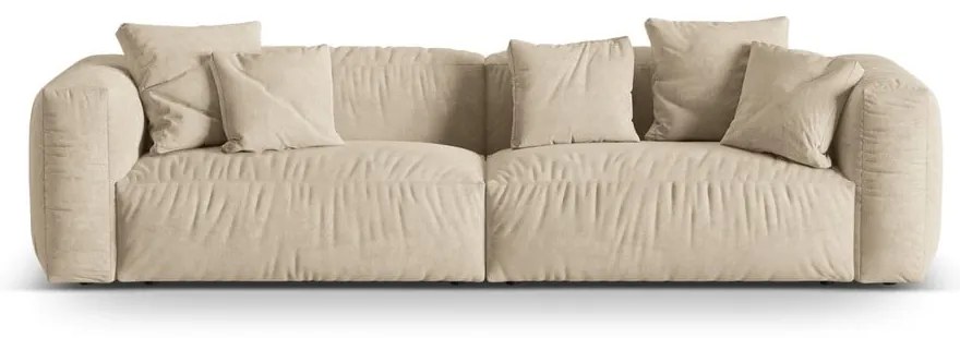 Divano componibile beige con rivestimento in velluto 320 cm Martina – Micadoni