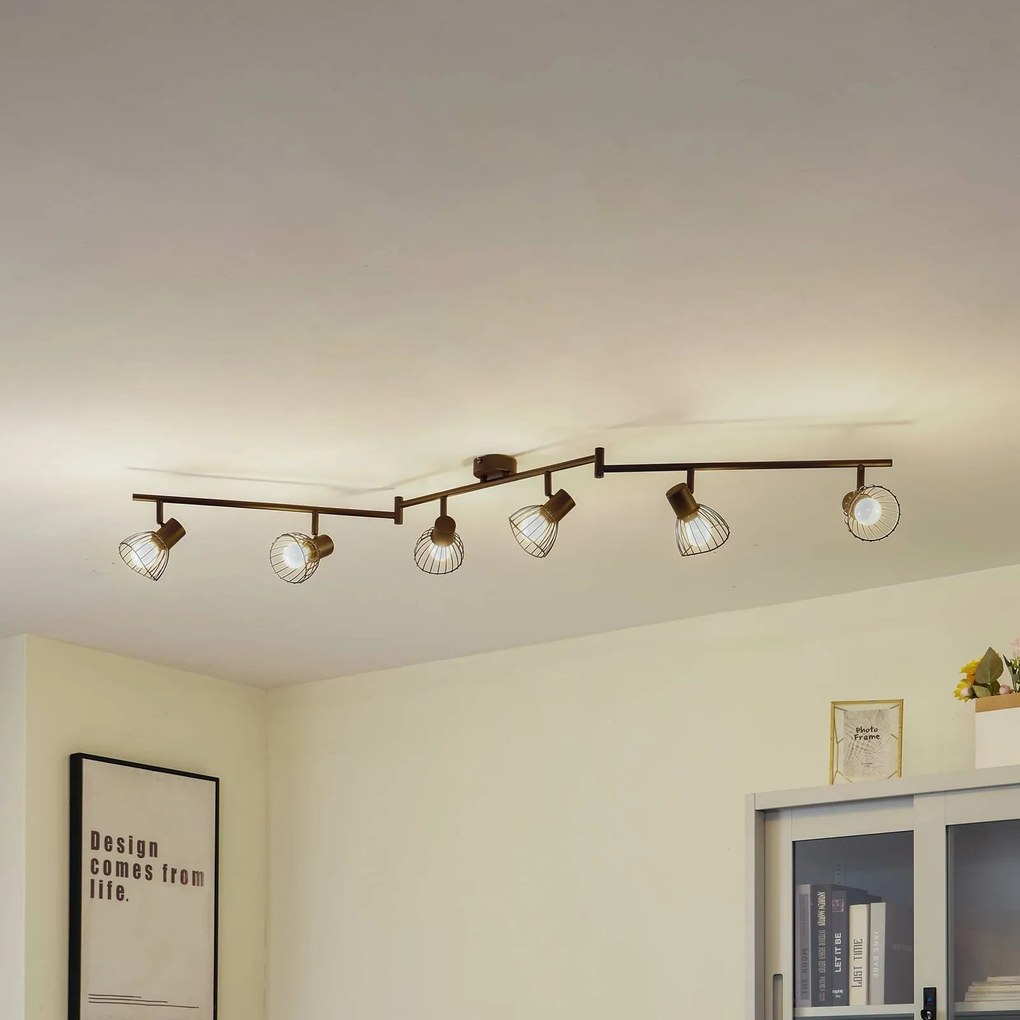 Lindby plafoniera Piena, nera, a 6 luci, metallo, 150 cm