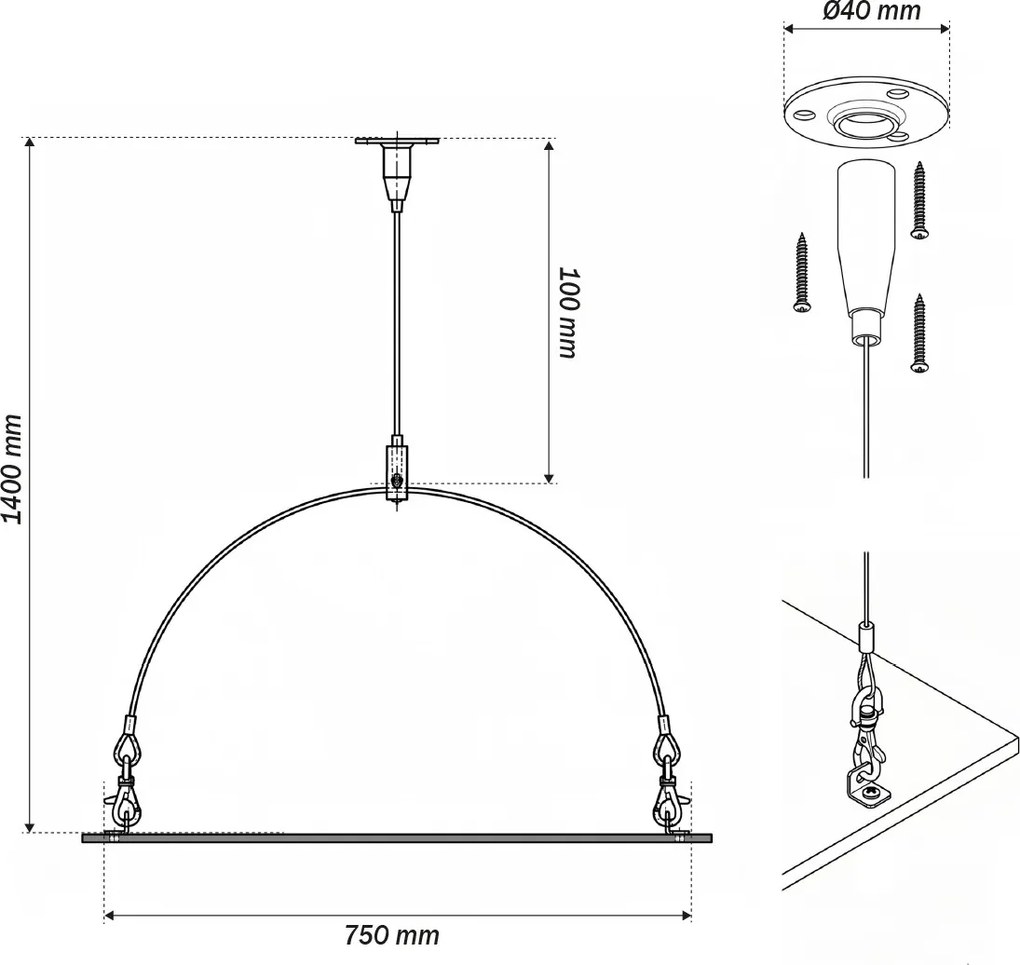Kit di Sospensione a Y per Pannelli LED 4 Cavi