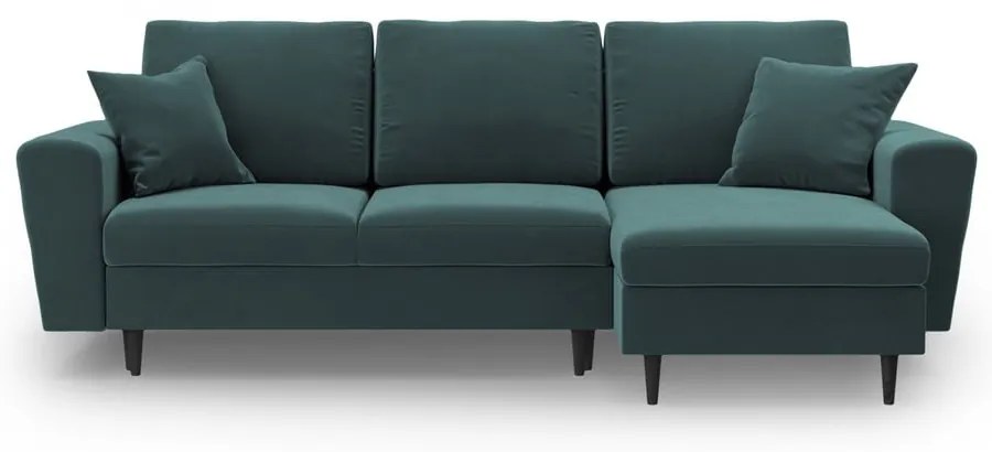 Divano angolare color petrolio allungabile e con contenitore con rivestimento in velluto Kyoto – Cosmopolitan Design