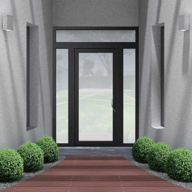 Portoncino d'ingresso Condo24 con vetro L 90 x H 210 cm in alluminio nero, apertura spingere a sinistra
