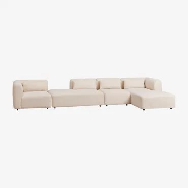 Divano Modulare Con Chaise Longue Destra In 4 Pezzi Con Chaise Lounge Fogler Ciniglia Crema Beige - Sklum