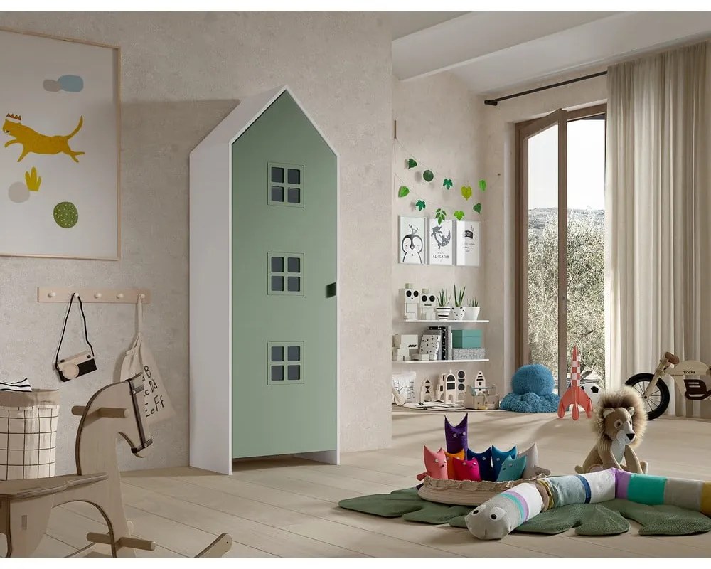 Armadio per bambini bianco/verde 58x172x37 cm Casami Bruges – Vipack