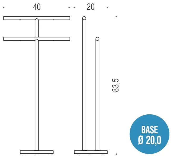 Colombo Plus W4938 Piantana portasciugamani 40 cm doppio a pavimento in ottone Cromo