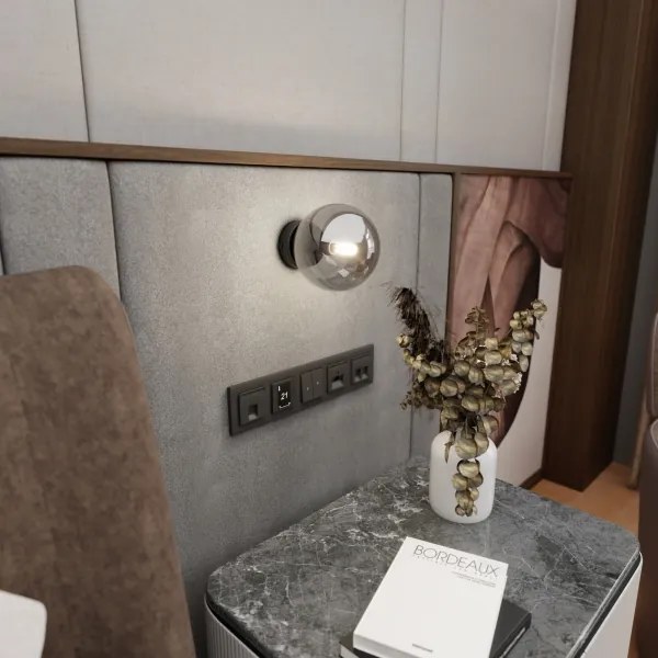 Applique ROSSI 1xE14/10W/230V nero/grigio