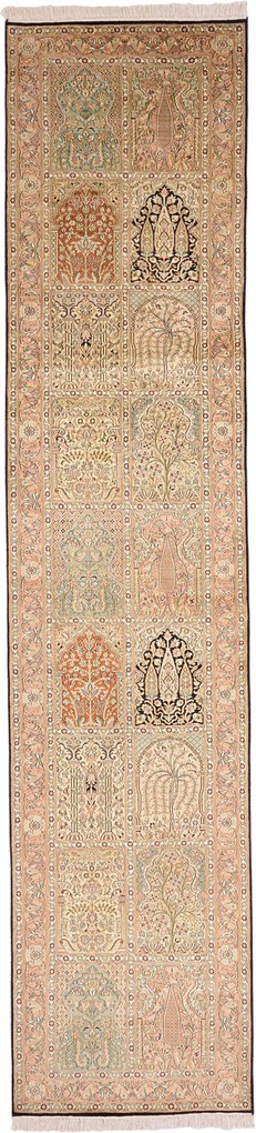 Cashmere Silk Tappeto orientale 370x80 (Indian) Annodato A Mano