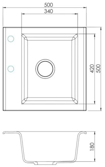 ALVEUS 1149111 - Lavello della cucina GEM 50x50 cm granito/beige