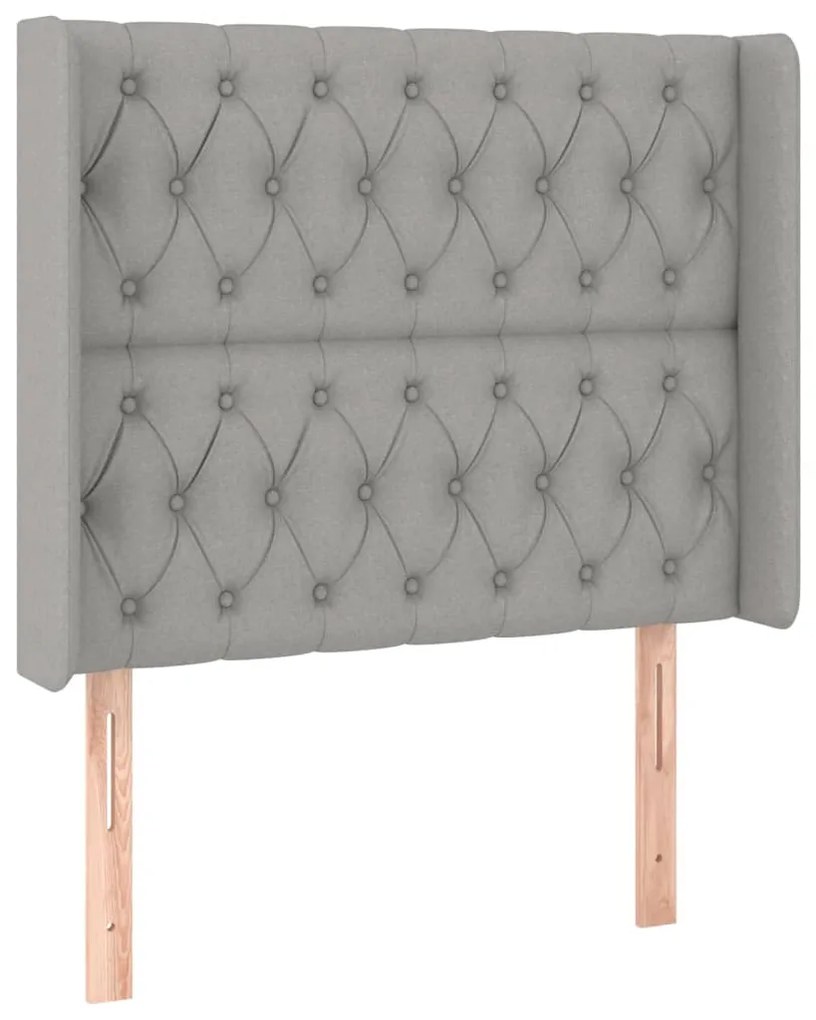 Testiera ad orecchio grigio chiaro 93x16x118/128 cm in tessuto