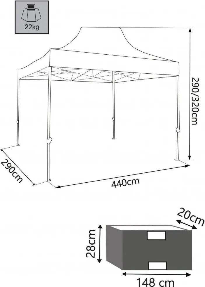 Gazebo Party 3x4,5 m in Alluminio Bianco...