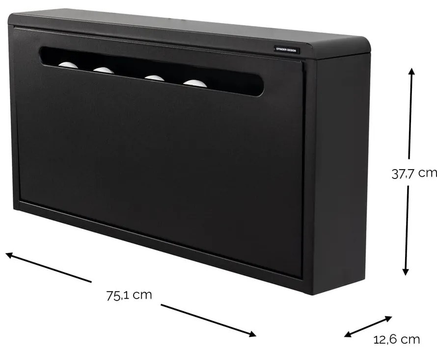 Scarpiera nera in metallo con ante ribaltabili/da parete 75x38x13 cm Mario – Spinder Design