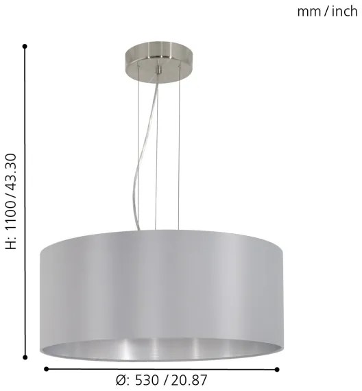 Eglo 31606 - Lampadario a cavo MASERLO 3xE27/60W/230V