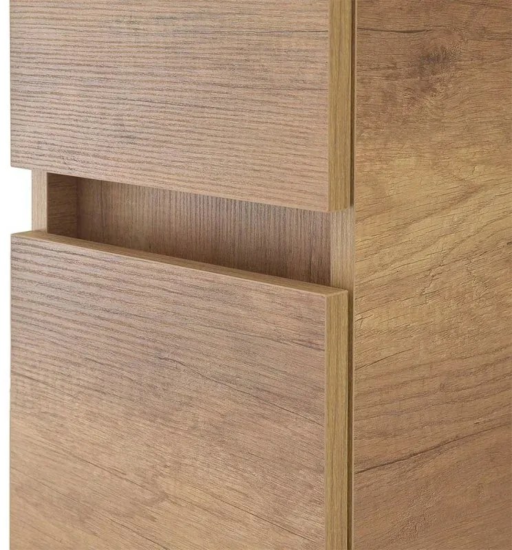 Colonna bagno sospesa 125 rovere naturale con ante reversibili Nadia