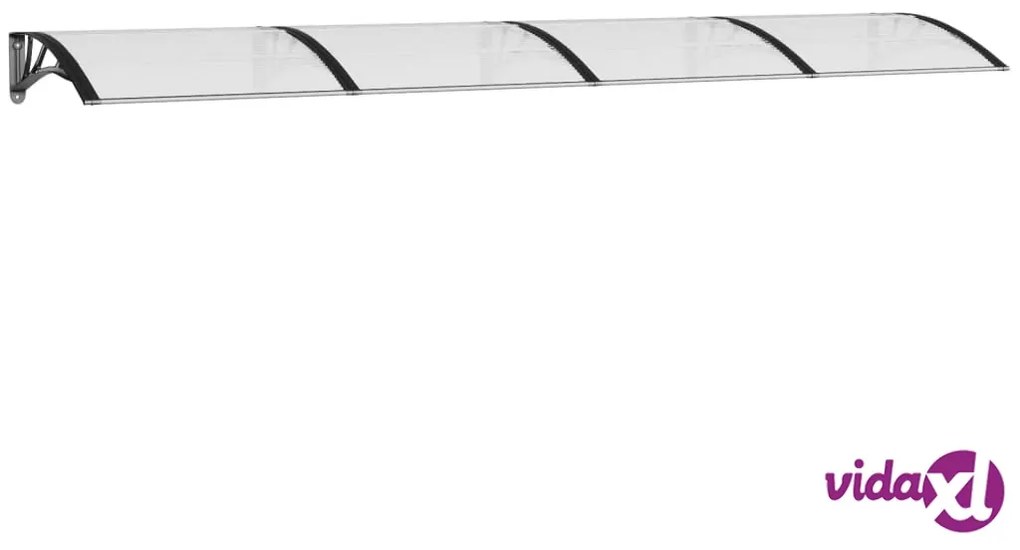 vidaXL Tettoia per Porta Nero e Trasparente 350x75 cm in Policarbonato