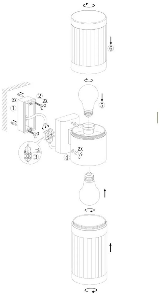 Applique E27 Cilindrica Bidirezionale IP54 da Esterno - Inox