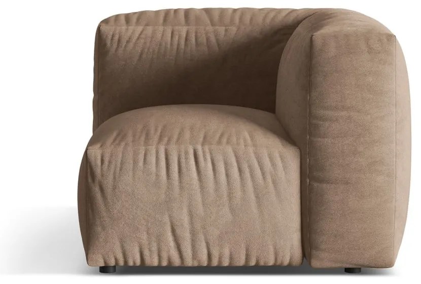 Parte divano componibile marrone chiaro (con composizione variabile) con rivestimento in velluto Martina – Micadoni