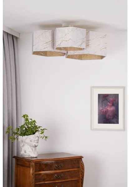 Duolla - Lampadario a plafone ROLLER TRIO HEX 3xE27/15W/230V bianco/oro