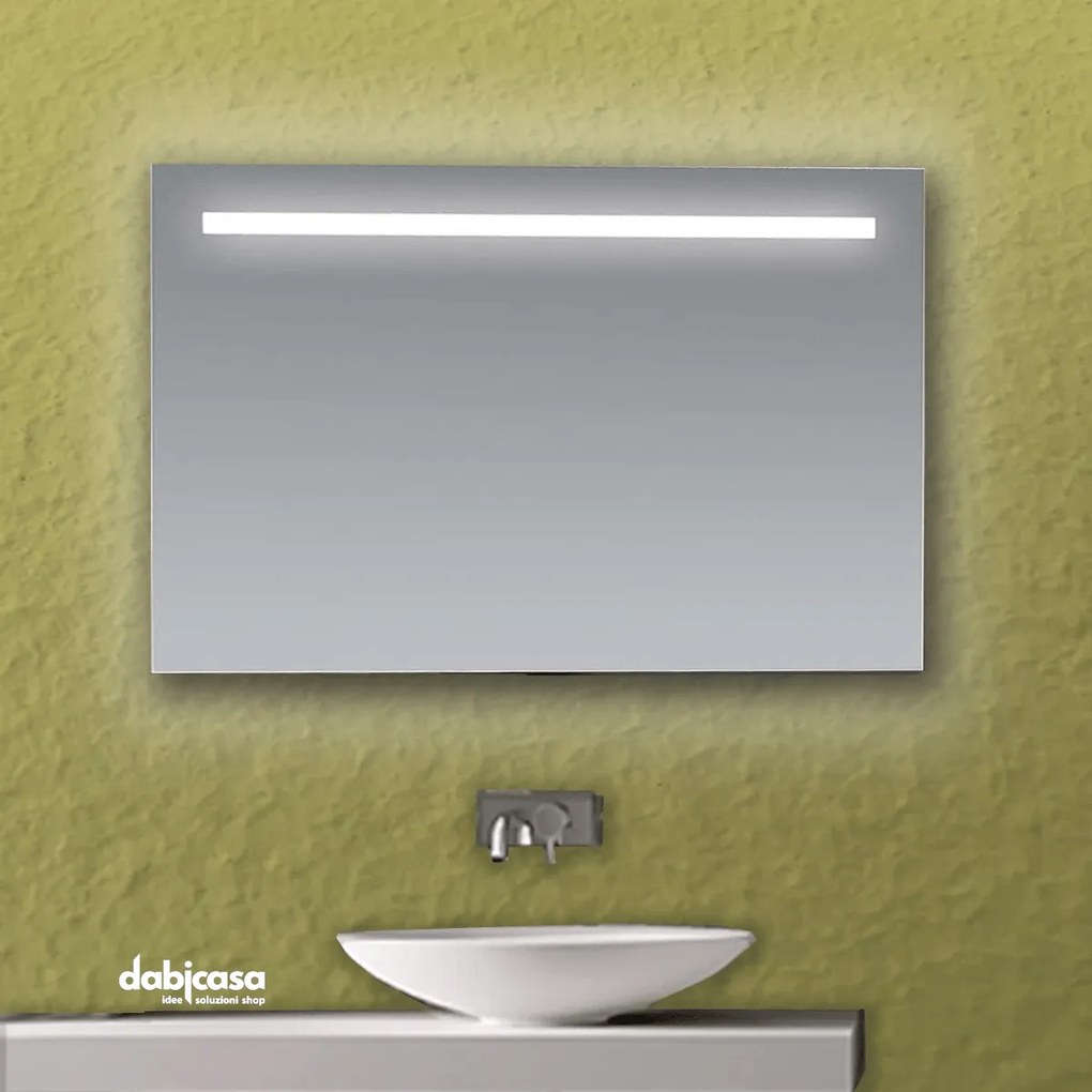 Specchio Linea Led "Line" Retroilluminato Con Fascia Superiore Luminosa 60x90cm