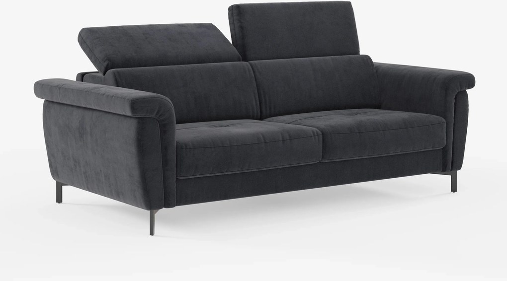 Capri divano letto di design con piedini alti - poggiatesta reclinabili in raffinato tessuto effetto velluto smacchiabile T30