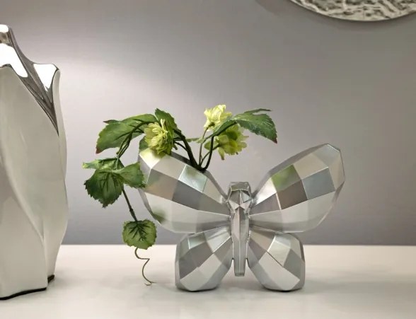Vaso Butterfly Silver Cm 22,5X8X15