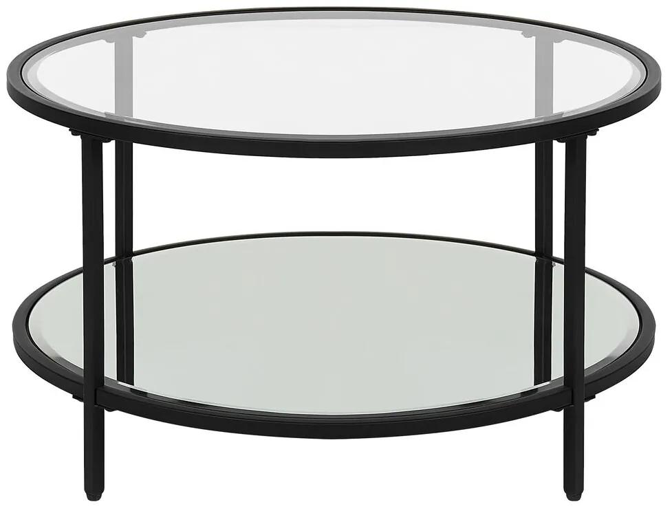 Tavolino da caffè vetro e nero ⌀ 70 cm BIRNEY Beliani