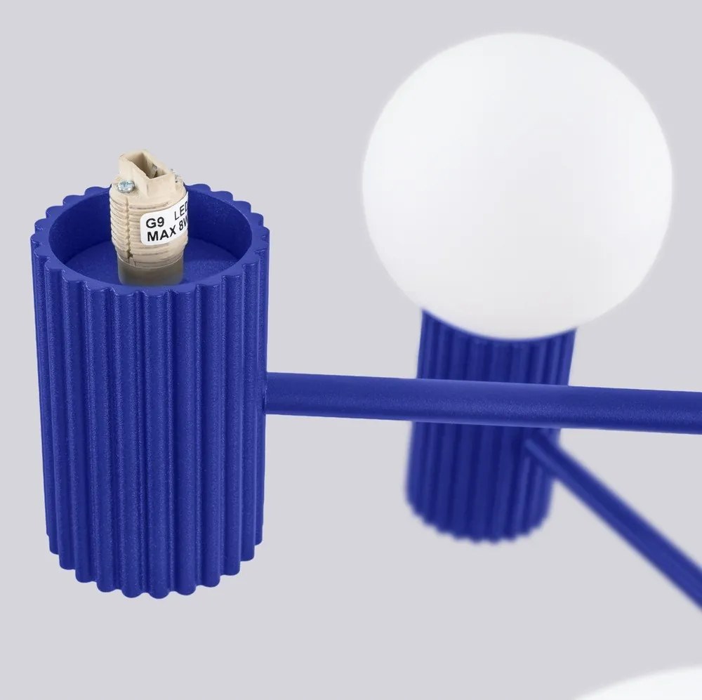 Lampadario blu con paralume in vetro Orbital – Sollux