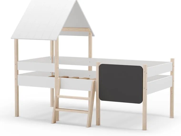 Letto per bambini rialzato in legno di pino bianco 90x190 cm Mint - Marckeric