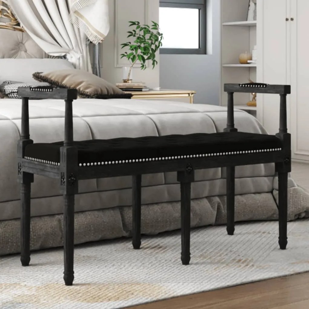 Panca Nera 110x40x70 Cm İn Velluto /