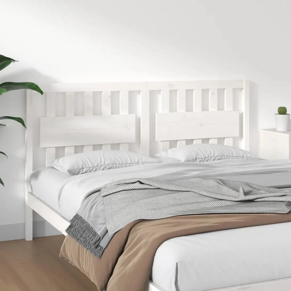 Testiera Per Letto Bianca 155,5x4x100 Cm Legno Massello Di Pino /