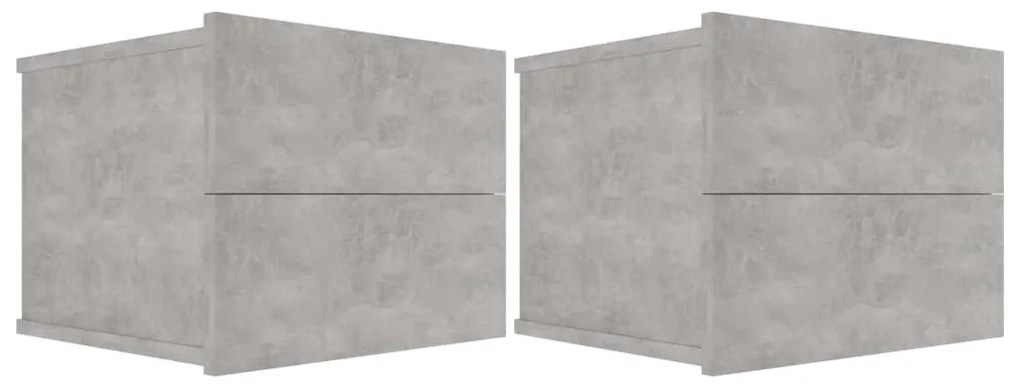 Comodini 2 pz grigio cemento 40x30x30 cm in legno multistrato